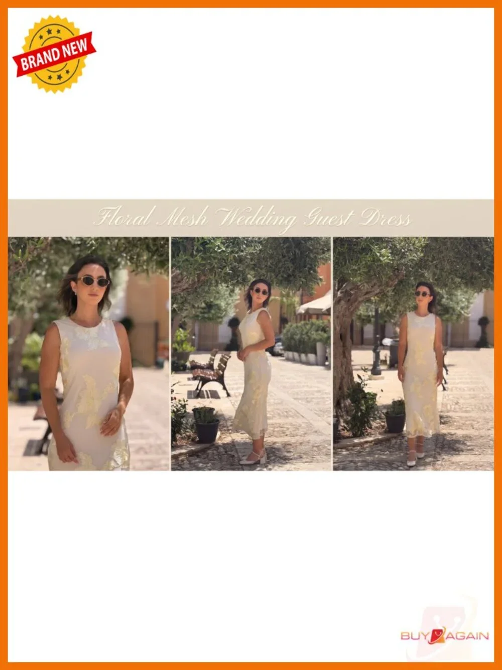 Sleeveless Mesh Bodycon Midi Dress Floral Applique Wedding Guest
